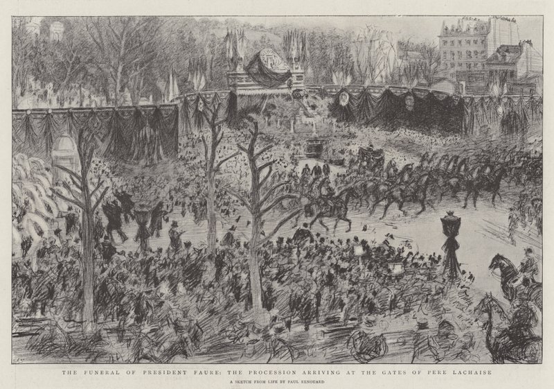 Begravelsen til president Faure, prosesjonen som ankommer portene til Pere Lachaise av Charles Paul Renouard