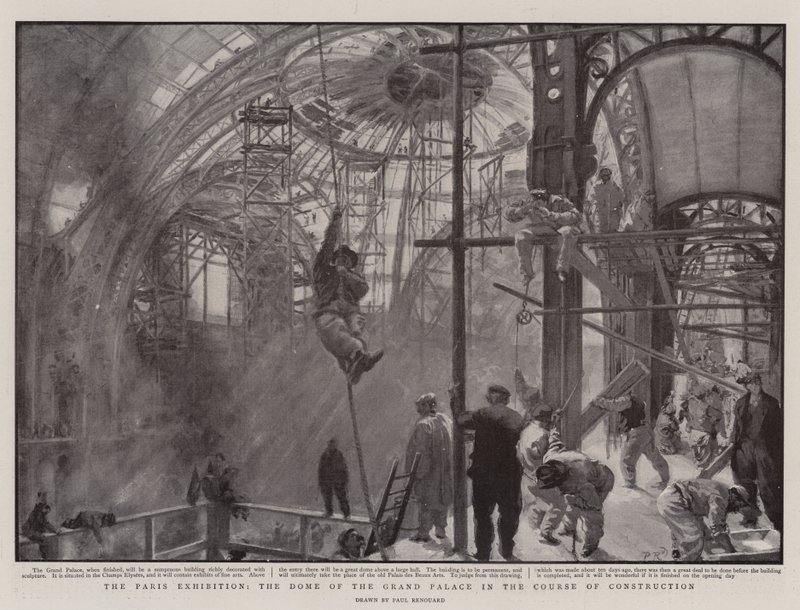 Paris-utstillingen, Dome of the Grand Palace i løpet av konstruksjonen av Charles Paul Renouard