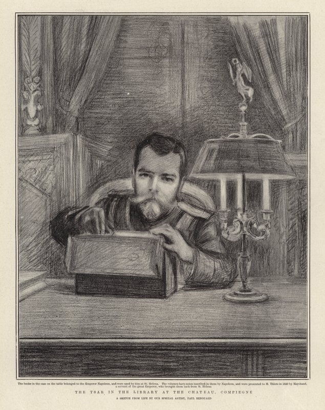 Tsaren i biblioteket på Chateau, Compiegne av Charles Paul Renouard