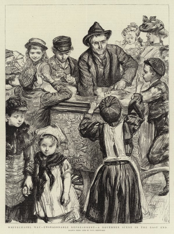 Whitechapel Way, Unseasonable Refreshment, en novemberscene i East End av Charles Paul Renouard