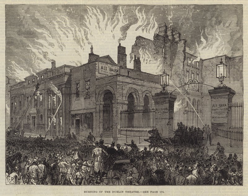 Brenning av Dublin Theatre av Sir John Charles Robinson