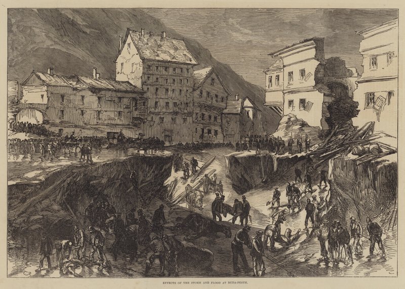 Effekter av stormen og flommen ved Buda-Pesth av Sir John Charles Robinson