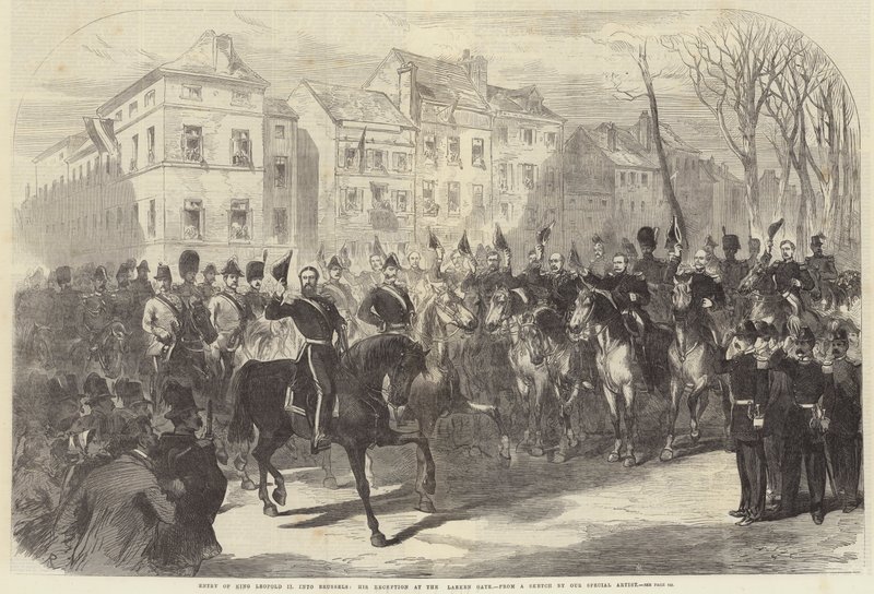 Innreise til kong Leopold II i Brussel, hans mottakelse ved Laeken-porten av Sir John Charles Robinson