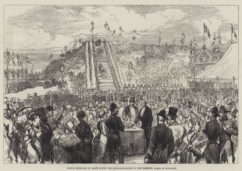 Franske statsministre som legger grunnsteinen til New Harbour Works i Boulogne av Sir John Charles Robinson