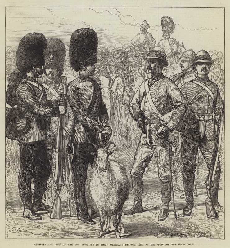 Offiserer og menn fra 23. Fusiliers i deres ordinære uniform og som utstyrt for Gold Coast av Sir John Charles Robinson