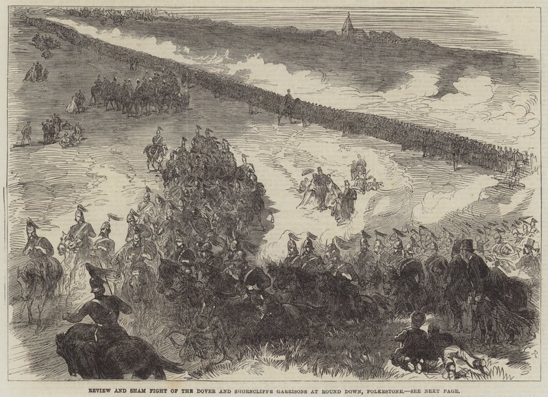 Gjennomgang og falsk kamp av Dover- og Shorncliffe-garnisonene ved Round Down, Folkestone av Sir John Charles Robinson