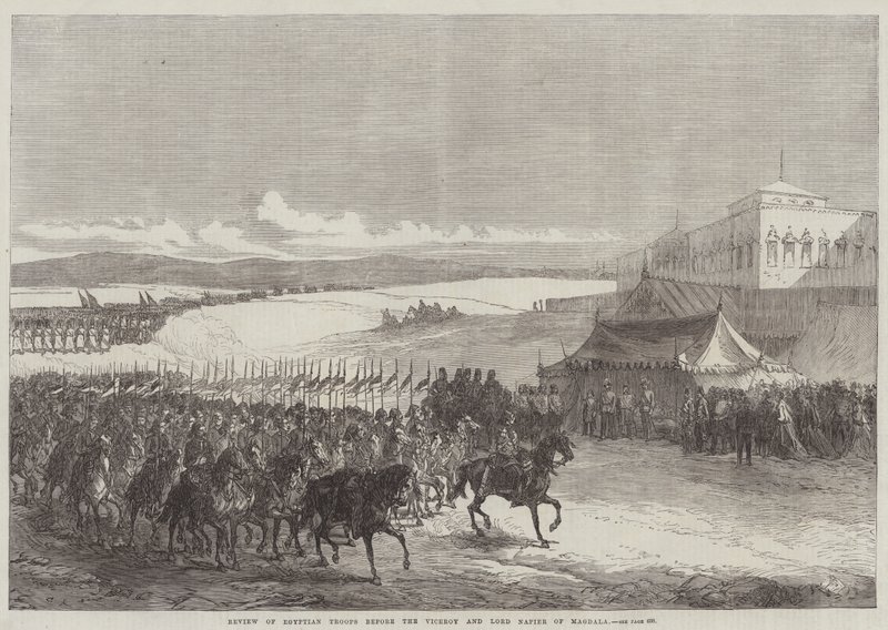 Gjennomgang av egyptiske tropper før visekongen og Lord Napier av Magdala av Sir John Charles Robinson