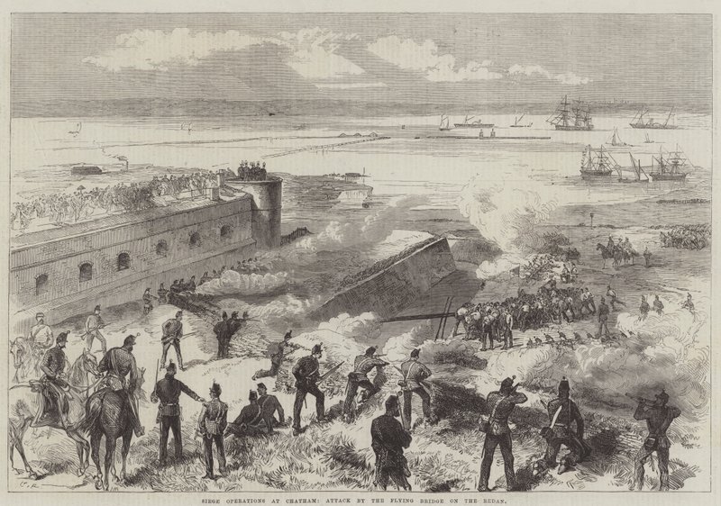 Beleiringsoperasjoner ved Chatham, angrep ved den flyvende broen på Redan av Sir John Charles Robinson
