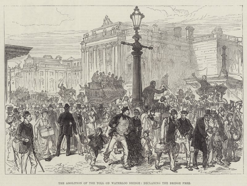 Avskaffelsen av veiavgiften på Waterloo Bridge, erklærer broen fri av Sir John Charles Robinson