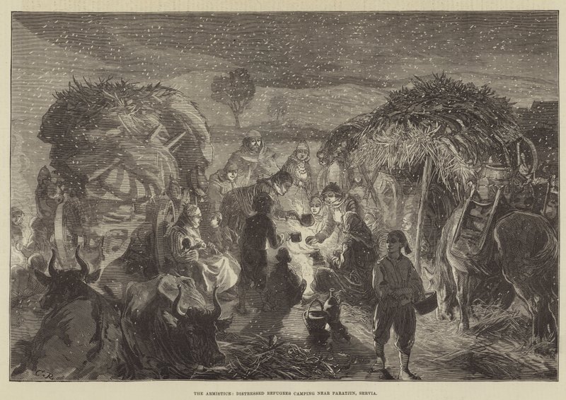 The Armistice, Distressed Refugees camping nær Paracin, Serbia av Sir John Charles Robinson