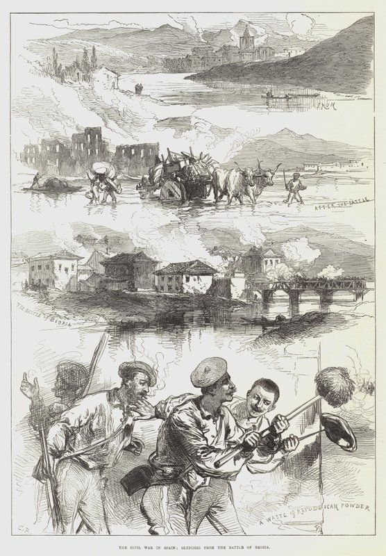 Borgerkrigen i Spania, skisser fra slaget ved Beobia av Sir John Charles Robinson
