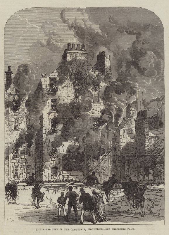 Den fatale brannen i Canongate, Edinburgh av Sir John Charles Robinson