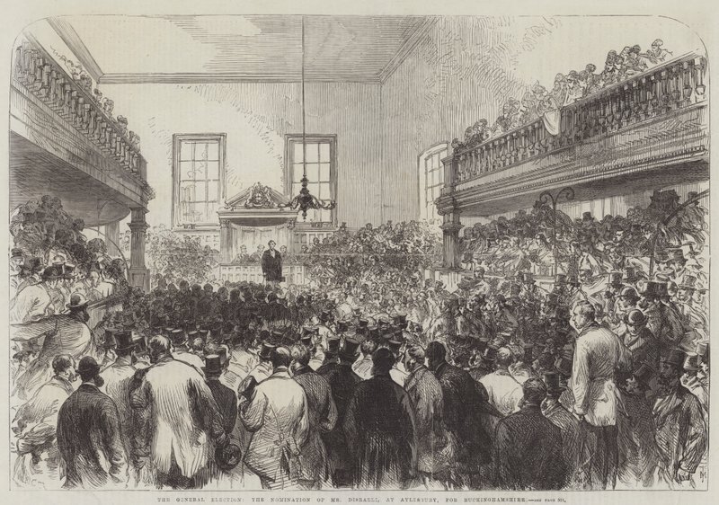 Generalvalget, nominasjonen av Mr Disraeli, på Aylesbury, for Buckinghamshire av Sir John Charles Robinson