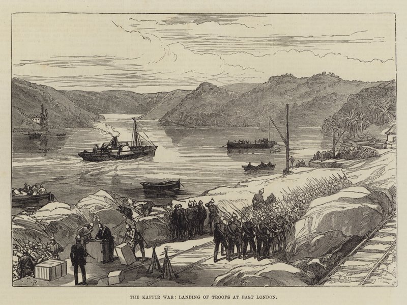 Kaffirkrigen, landing av tropper i Øst-London av Sir John Charles Robinson
