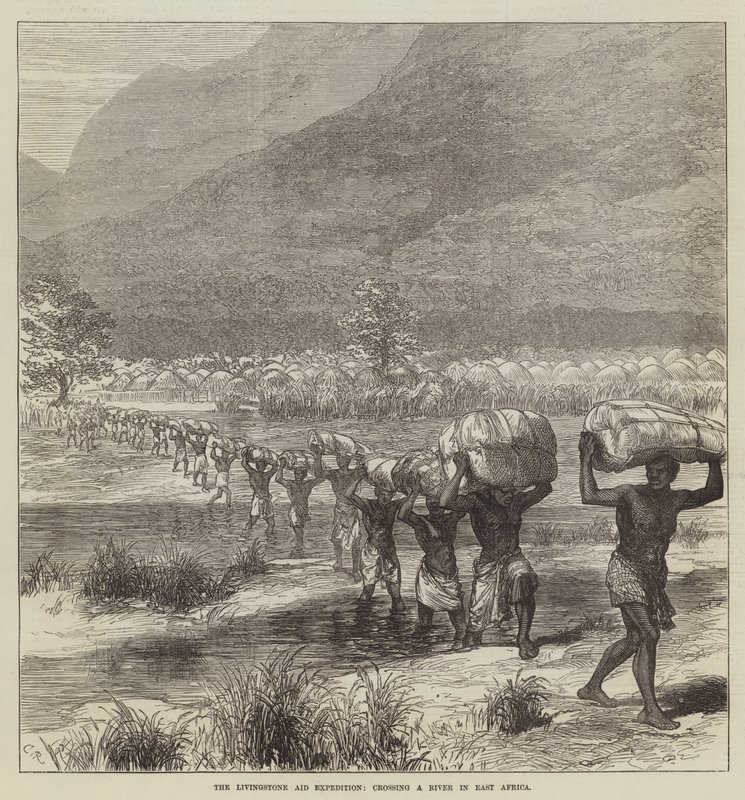 Livingstone Aid Expedition, krysser en elv i Øst-Afrika av Sir John Charles Robinson