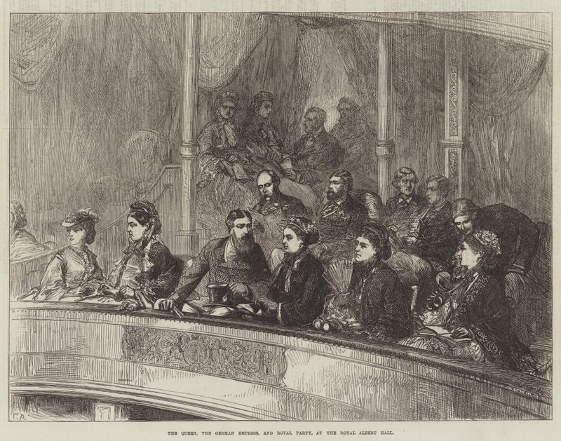 Dronningen, den tyske keiserinnen og Royal Party, i Royal Albert Hall av Sir John Charles Robinson