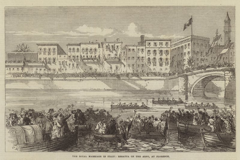 Det kongelige ekteskapet i Italia, Regatta på Arno, i Firenze av Sir John Charles Robinson