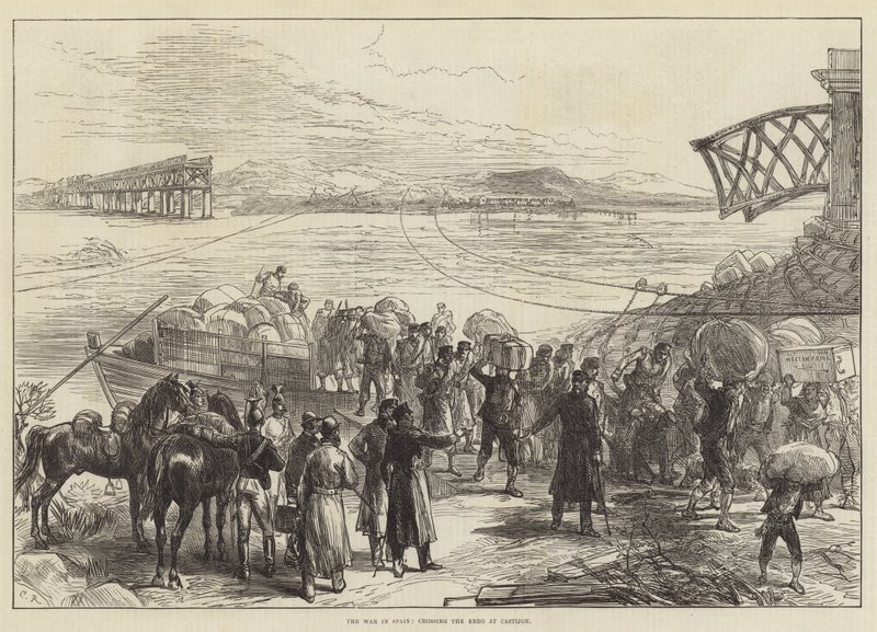 Krigen i Spania, krysset Ebro ved Castijon av Sir John Charles Robinson