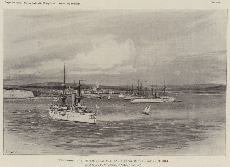 Wei-Hai-Wei, den kinesiske marinehavnen og Arsenal i Gulf of Pe-Chi-Li av Charles William Wyllie
