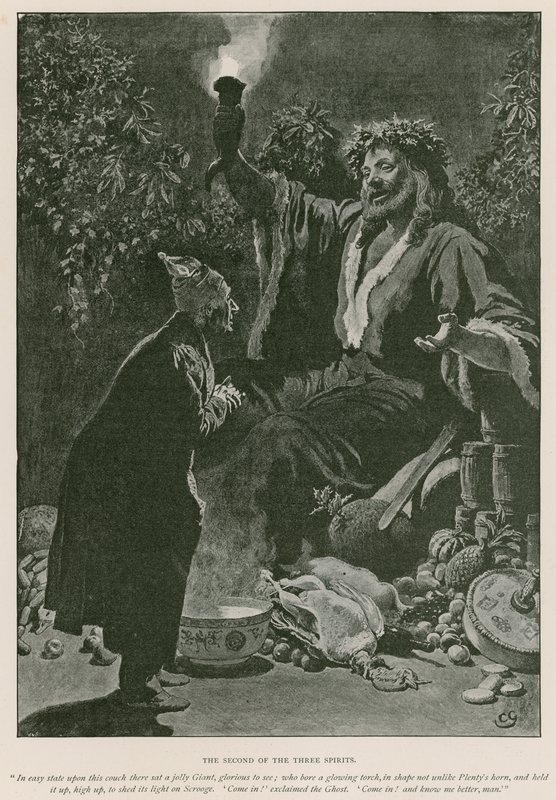 Illustrasjon for A Christmas Carol av Charles Dickens (litho) av Charles (after) Green