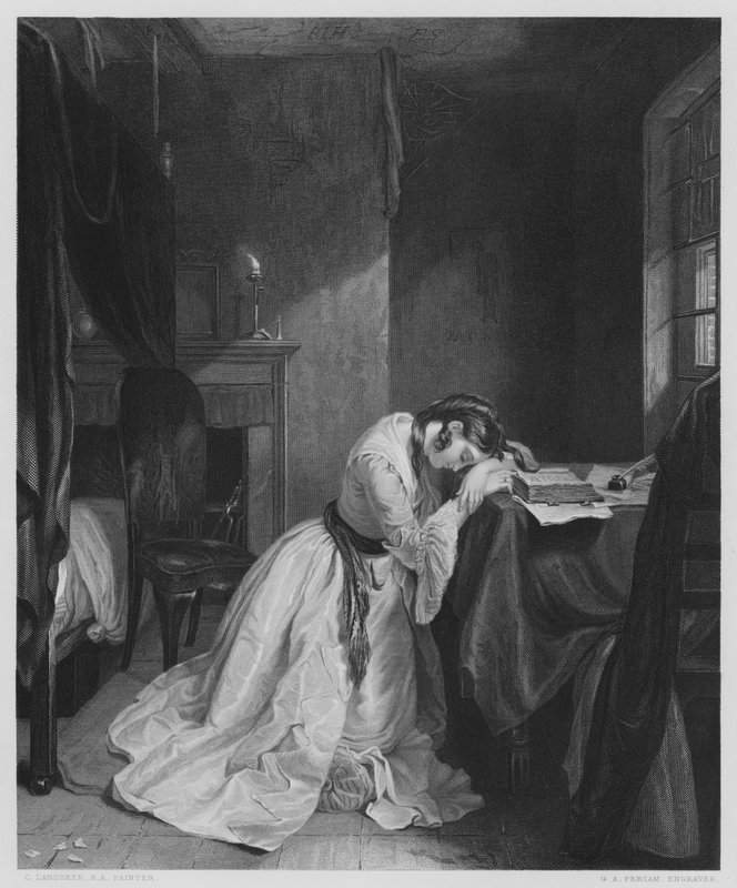 Clarissa Harlowe (gravering) av Charles (after) Landseer