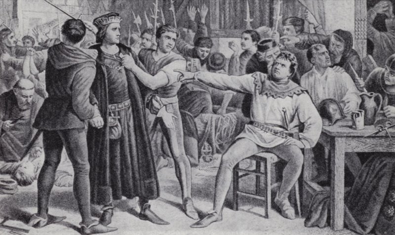 Lord Saye og Sele, i ferd med å bli halshugget i Jack Cades opprør av Charles (after) Lucy