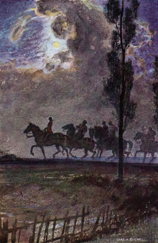 Jeanne d'Arc: På veien til Margny (farge litho) av Charles A. Buchel