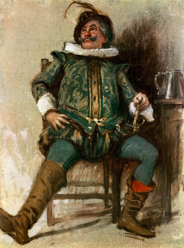 Twelfth Night: Sir Toby Belch, Mr Lionel Brough (farge litho) av Charles A. Buchel