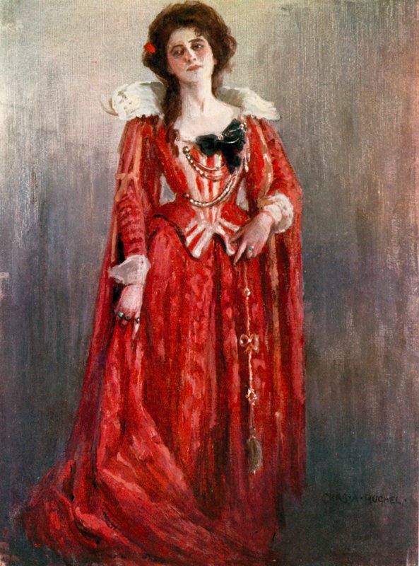 Tolvte natt: grevinnen Olivia, frøken Maud Jeffries (farge litho) av Charles A. Buchel