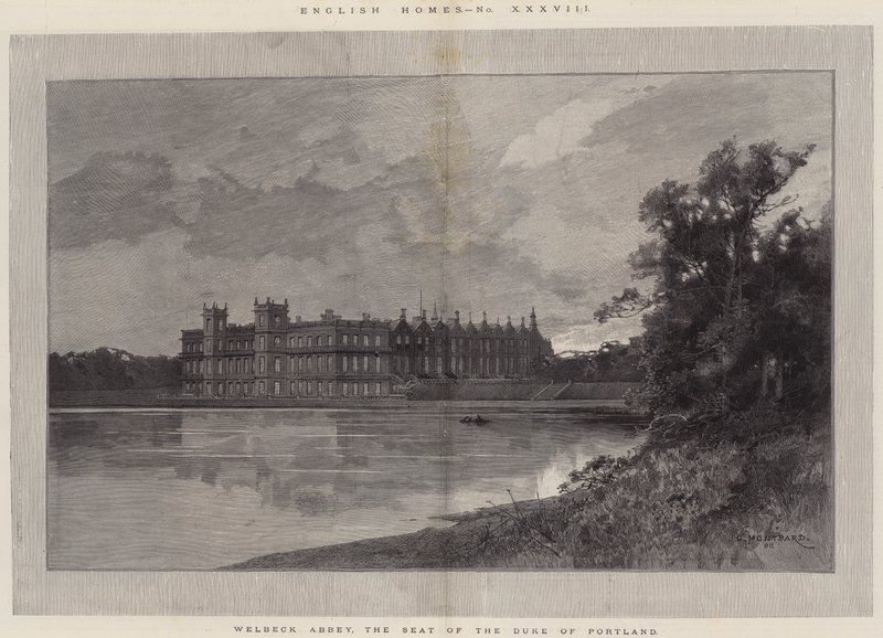 English Homes, Welbeck Abbey, setet til hertugen av Portland av Charles Auguste Loye