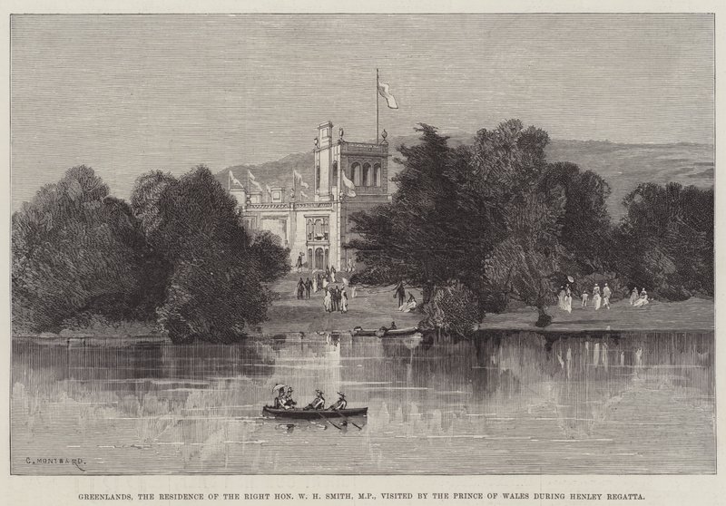 Greenlands, residensen til den høyre ærede WH Smith, MP, besøkt av prinsen av Wales under Henley Regatta av Charles Auguste Loye