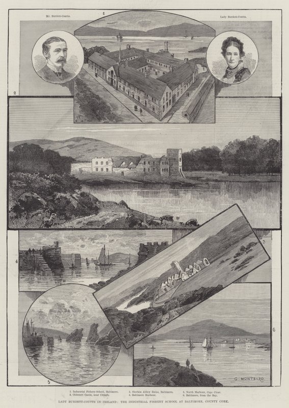Lady Burdett-Coutts i Irland, Industrial Fishery School i Baltimore, County Cork av Charles Auguste Loye
