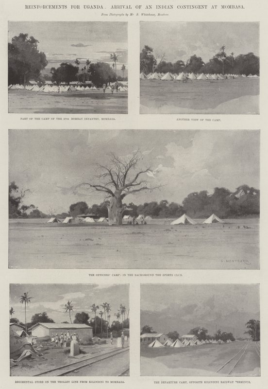 Forsterkninger for Uganda, ankomst av en indisk kontingent til Mombasa av Charles Auguste Loye