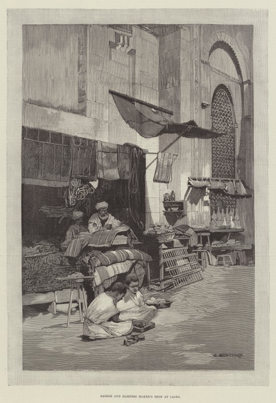 Sal- og selemakerbutikk i Kairo av Charles Auguste Loye