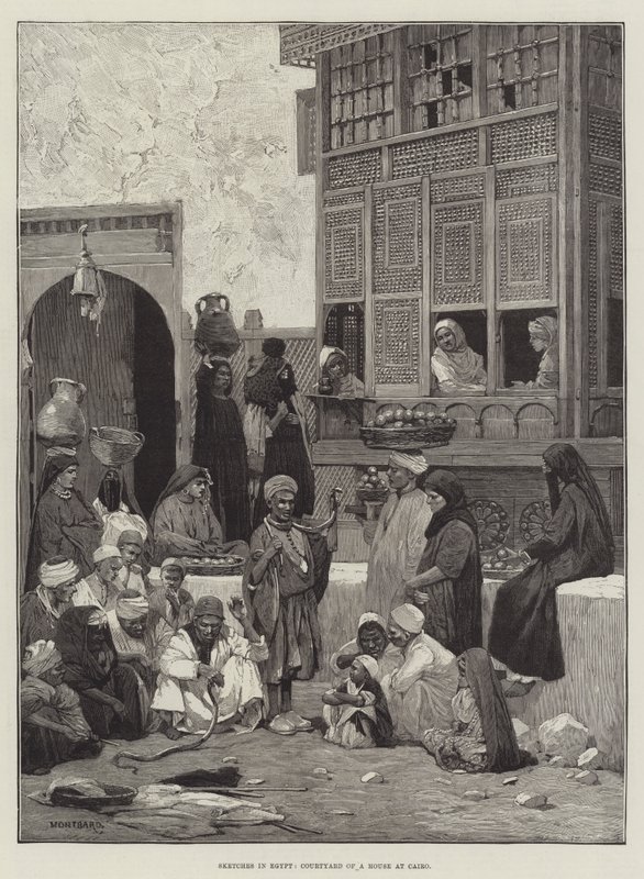 Skisser i Egypt, gårdsplassen til et hus i Kairo av Charles Auguste Loye