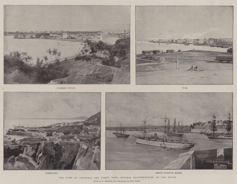 Hertugen av Cornwall og Yorks omvisning, bemerkelsesverdige stoppesteder på ruten av Charles Auguste Loye
