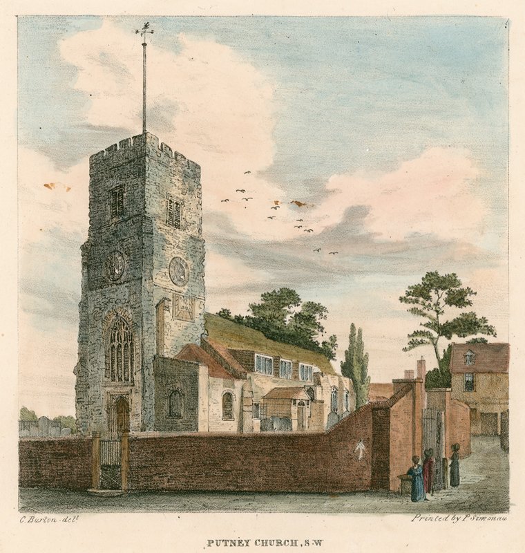Putney kirke, London av Charles Burton