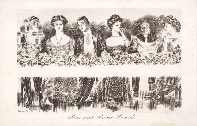 Over og under bord (litho) av Charles Dana Gibson