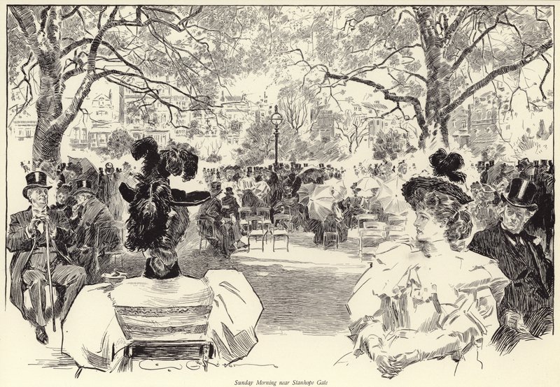 Søndag morgen, nær Stanhope Gate, Hyde Park av Charles Dana Gibson