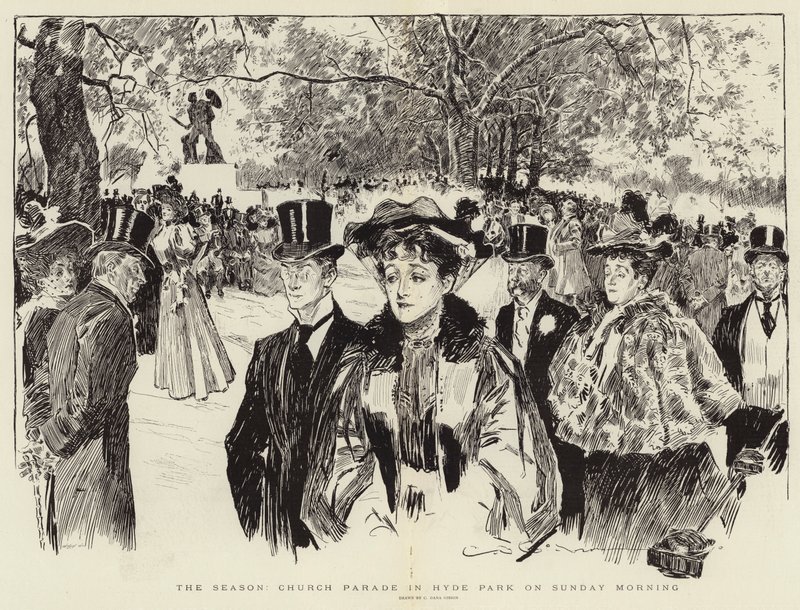 The Season, Church Parade i Hyde Park søndag morgen av Charles Dana Gibson