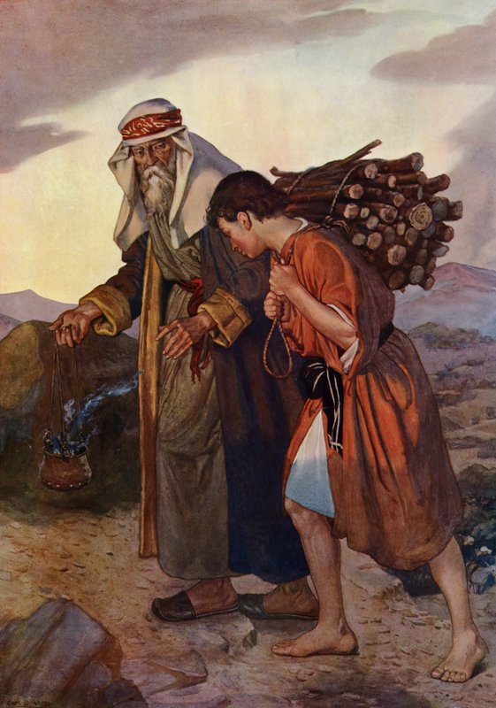 Abraham ofrer Isak (litho i farge) av Charles Daniel Ward