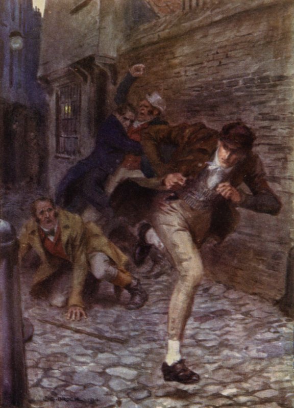 Illustrasjon for The Amateur Gentleman av Jeffery Farnol (litho-farge) av Charles Edmund (after) Brock