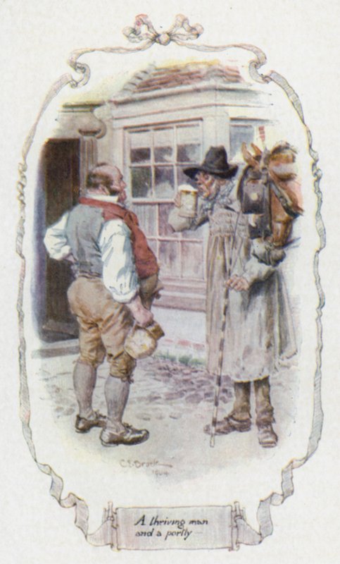 En blomstrende mann og en portly (farge litho) av Charles Edmund Brock