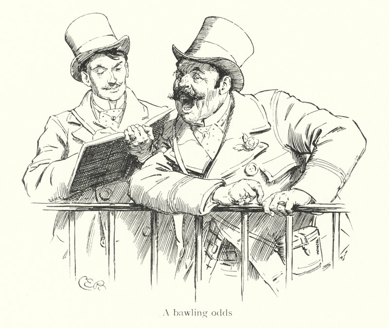 Bookie roper odds på en racerbane (gravering) av Charles Edmund Brock