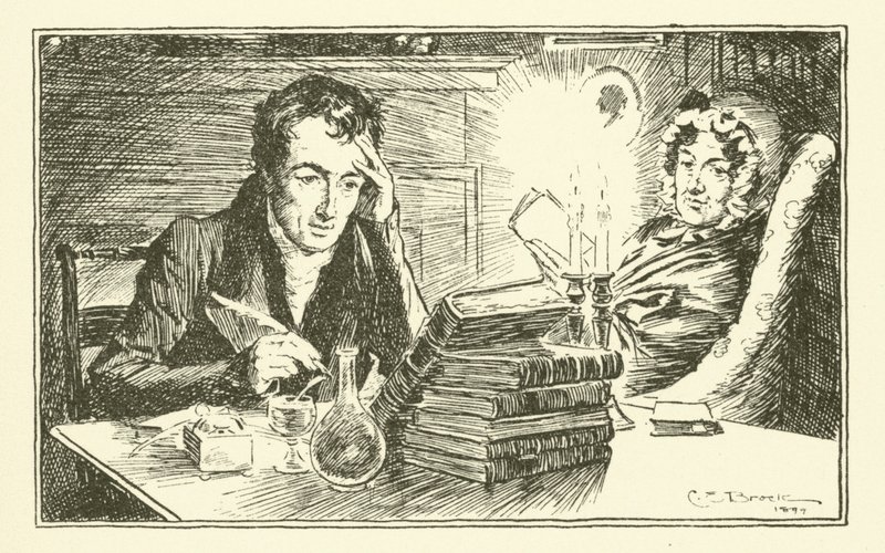 Charles Lamb, med sin søster, Mary (gravering) av Charles Edmund Brock