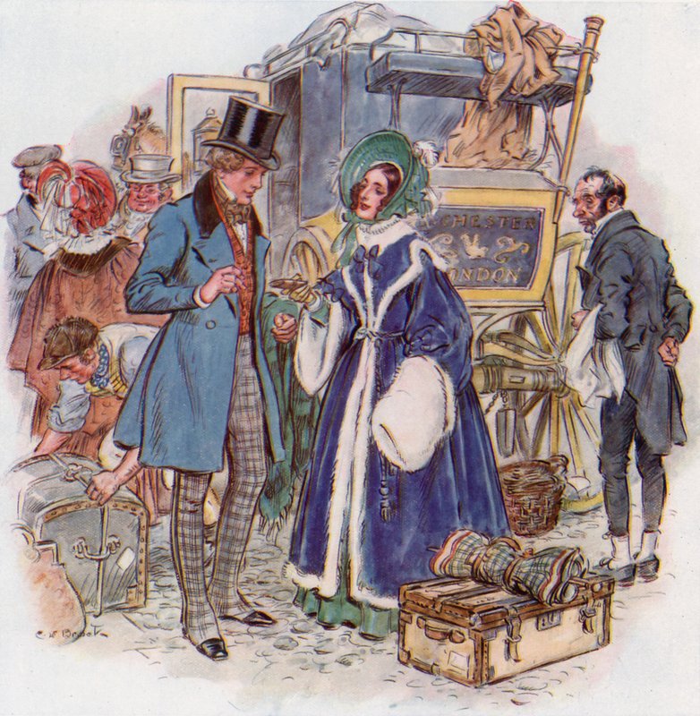 Store forventninger, Estella ankommer Cheapside med buss fra Rochester av Charles Edmund Brock