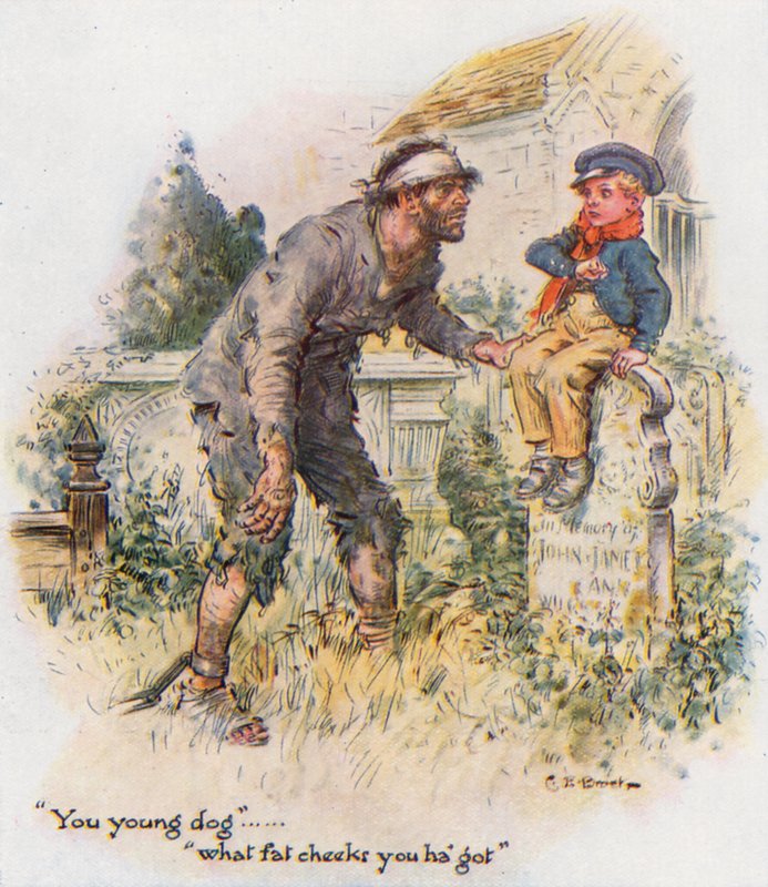 Store forventninger, Pip møter den dømte på kirkegården av Charles Edmund Brock
