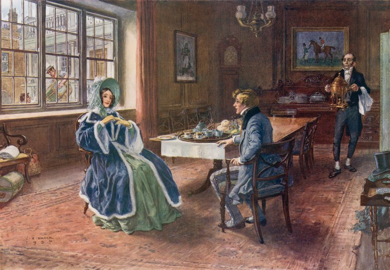 Store forventninger, Pip underholder Estella til te på Cross Keys i Wood Street, Cheapside av Charles Edmund Brock