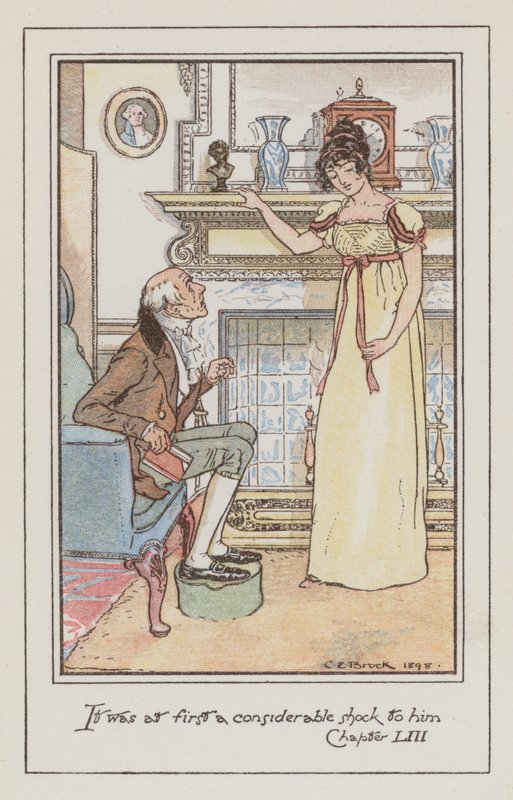 Illustrasjon for Emma av Jane Austen (farge litho) av Charles Edmund Brock