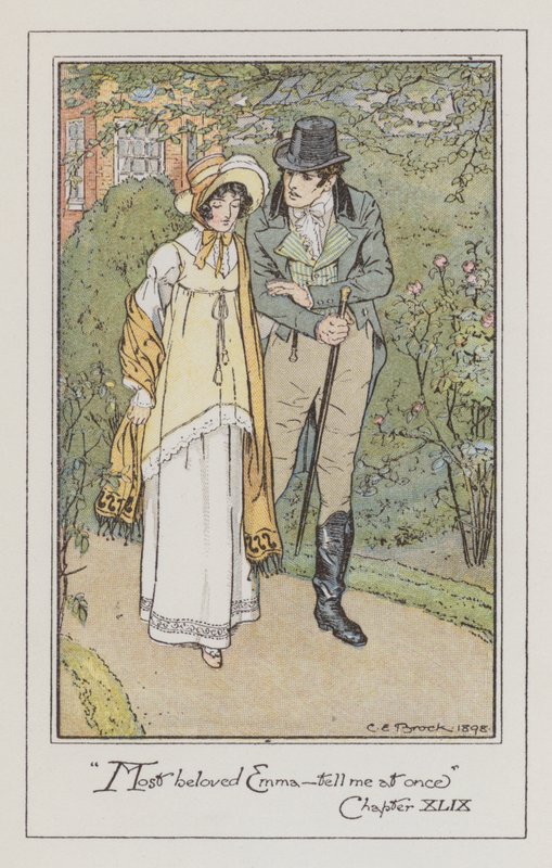 Illustrasjon for Emma av Jane Austen (farge litho) av Charles Edmund Brock
